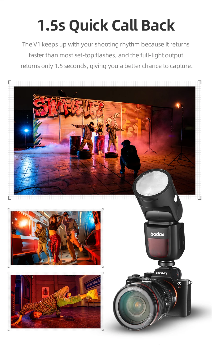 In Stock! Godox V1 Flash V1S V1C V1N V1F V1O TTL 1/8000s HSS lithium battery Speedlite Flash for Sony Canon Nikon Fuji Olympus