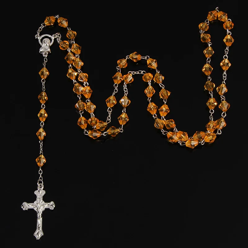 48 шт. оптовая продажа ожерелье в виде Розария пластиковые кристаллы