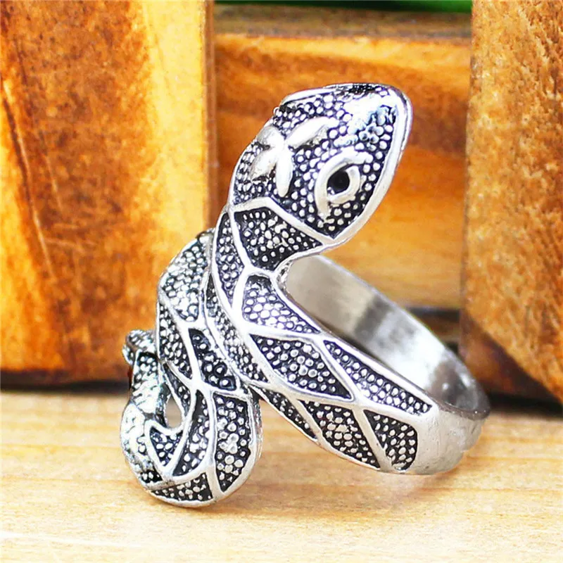Симпатичные Змея Кольца для Для Женщин Животного Дизайн Античная Посеребренная