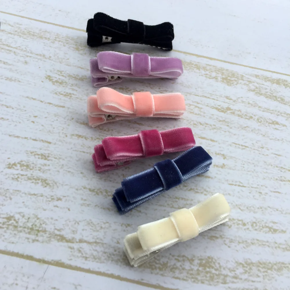 18 шт./лот бархатные зажимы для волос ручной работы с бантом Детские аксессуары |