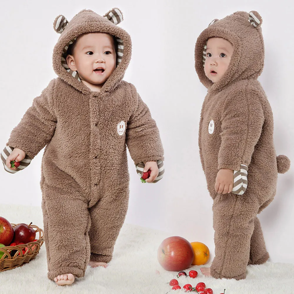 Комбинезон с капюшоном и длинными рукавами для новорожденных мальчиков девочек