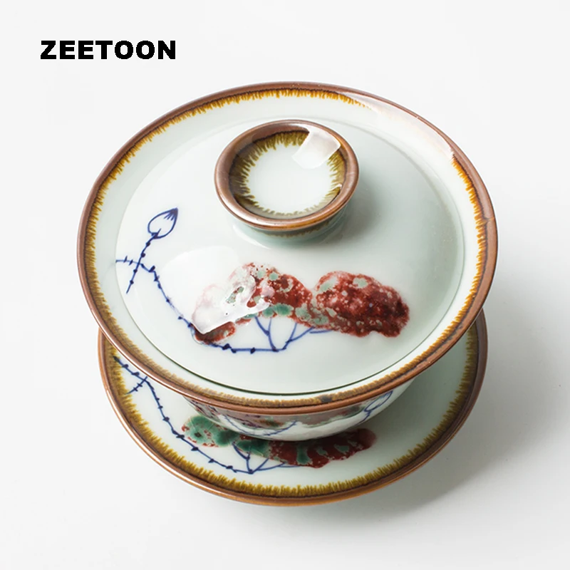 Японский керамический чайный набор кунг фу Zen фарфоровая Ретро чайная миска