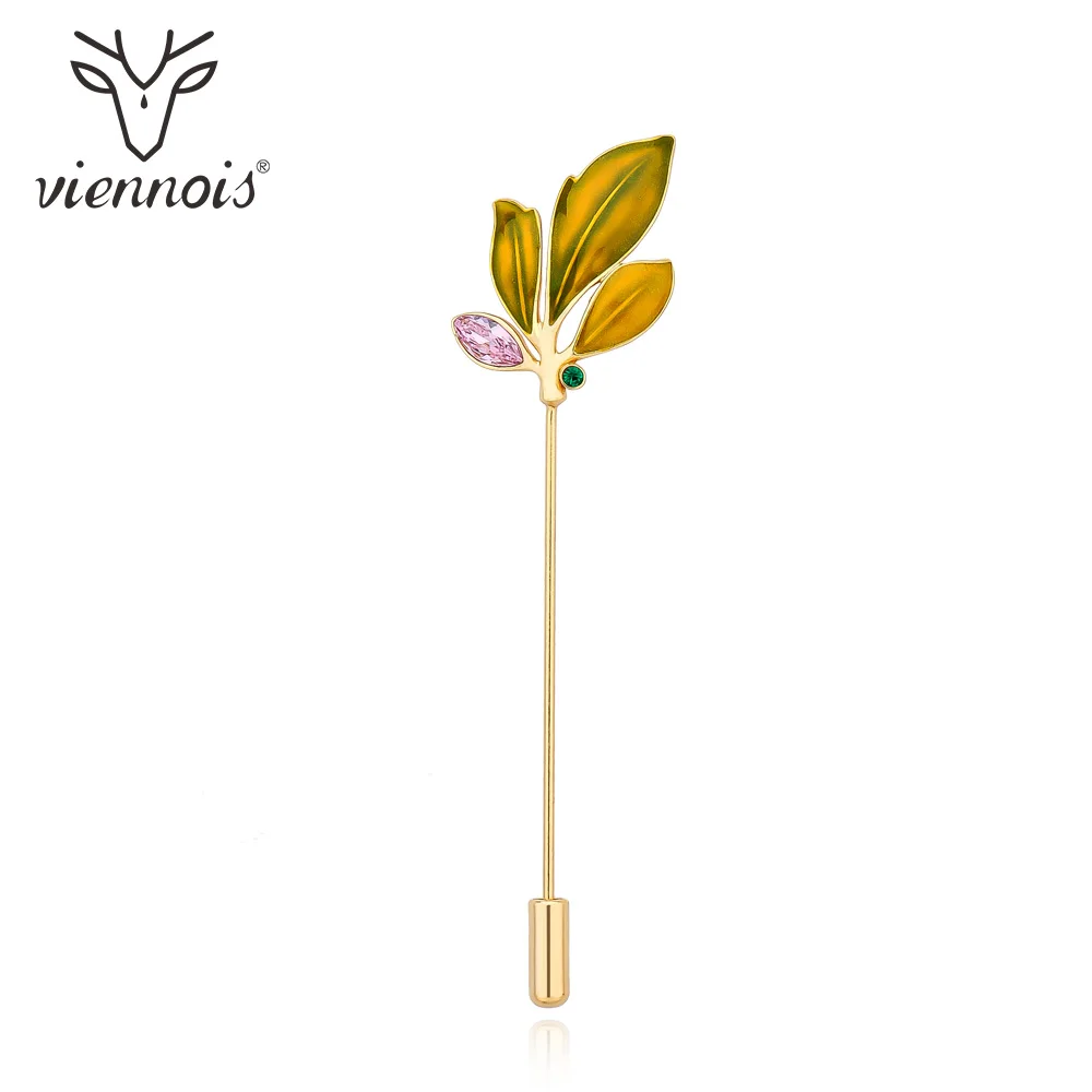 Viennois Мода Золотой Цвет медная Эмаль Зеленый смешанный цвет лист горный хрусталь