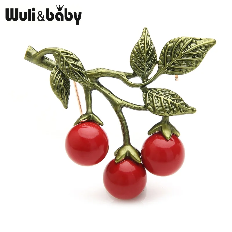 Эмалированные броши в форме красных горошин от Wuli&baby для мужчин и женщин свадебая