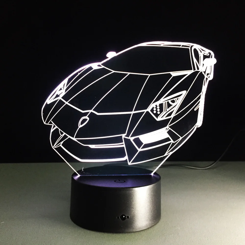 3D Цвет ночной Светильник спортивный автомобиль авто голограмма домашнего