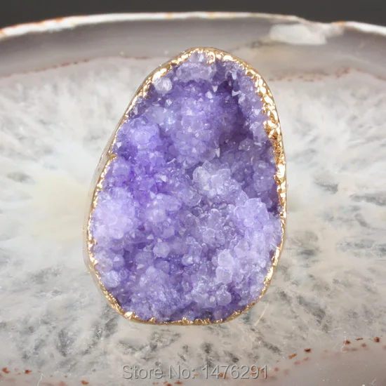 Модное Кольцо drusy с друзой разных цветов красивое кольцо натуральным кристаллом