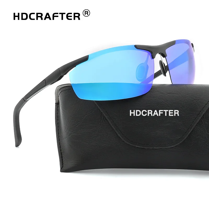 Мужские солнцезащитные очки HDCRAFTER поляризационные зеркальные из алюминиево
