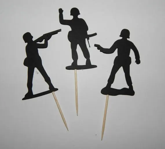 Army Men Silhouette Cupcake Toppers sports event Party Picks baby shower wedding birthday toothpicks decor | Дом и сад