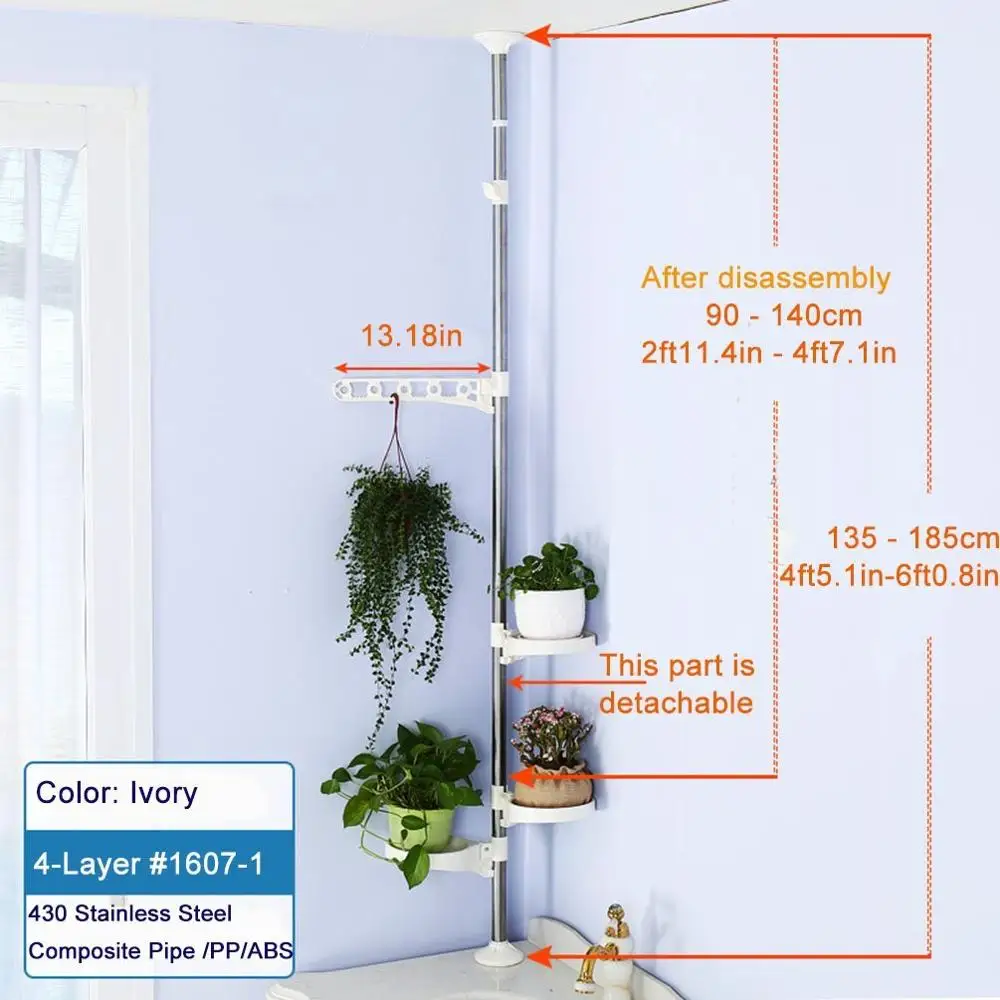 4layer( ivory) Комнатный горшок завод стенд держатель Натяжной полюс стеллаж для хранения цветок дисплей полка DQ1607xilie - Цвет: 4layer( ivory)