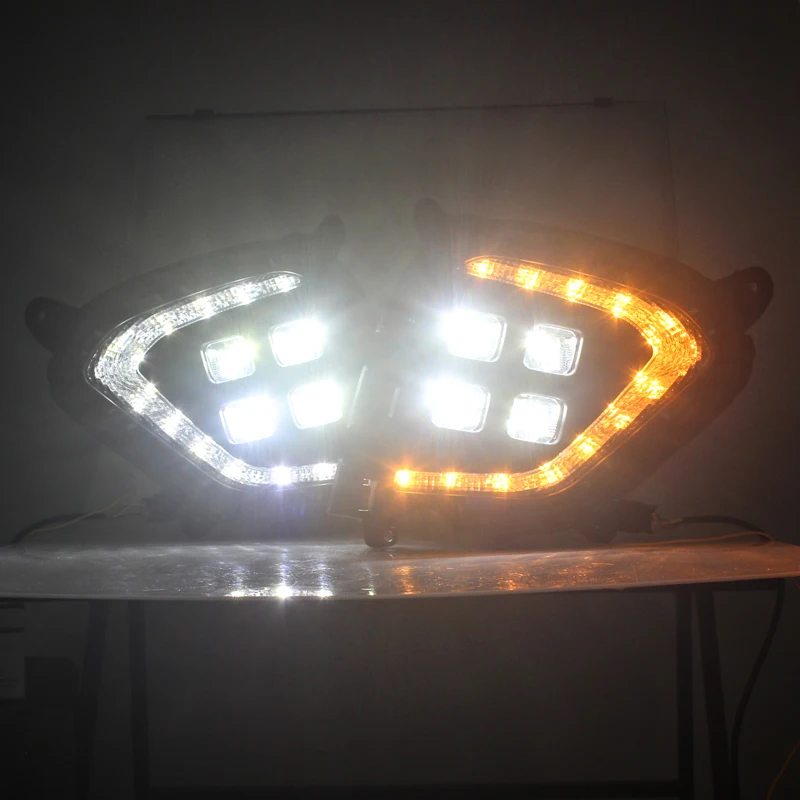 MZORANGE 2 шт. светодиодный DRL Дневной ходовой светильник для hyundai Creta IX25 противотуманная фара с желтым указателем поворота индийская версия