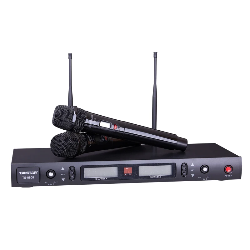 Takstar TS-8808 UHF беспроводной микрофон двухканальный ЖК-дисплеи для классных комнат, караоке, Домашние развлечения, производительность в режиме реального времени