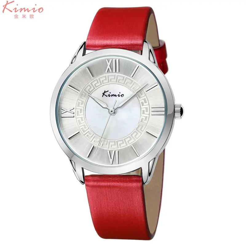 KIMIO женские кварцевые часы кожаные платья Смотреть дизайн моды дамы наручные