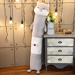 Grey hamster Kawaii животные цилиндрические плюшевые подушки мультфильм Длинные игрушки животных лягушка медведь коала Хаски лиса хомяк динозавр вещи спальный валик - Цвет: Grey hamster