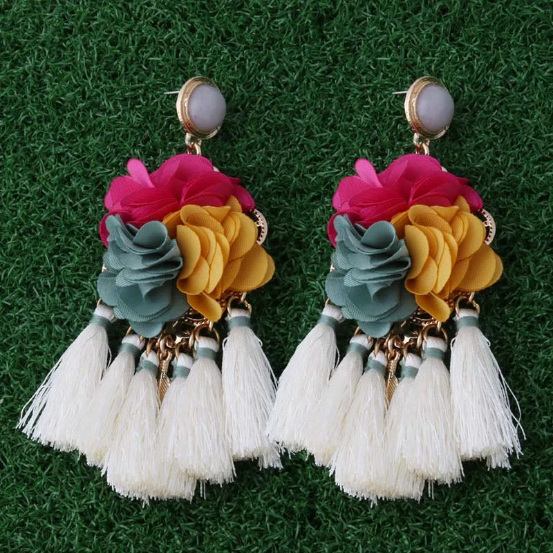 Большие серьги NeeFu WoFu в европейском и американском стиле цветы Серьги-кисточки