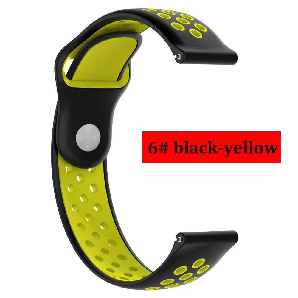 black-yellow 6 Huawei watch gt ремешок для samsung gear S3/Galaxy watch 46 мм/Amazfit bip/Honor magic двойной цвет силиконовый браслет на запястье - Цвет ремешка: black-yellow 6