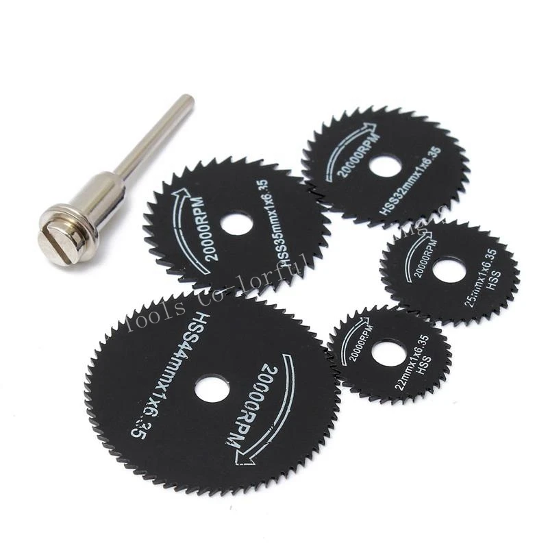 HITL NEW 6pcs/set Metal HSS Circular Saw Blade High Speed Steel Woodworking Cutting Discs For Dremel Rotary Tool Durable Quality |