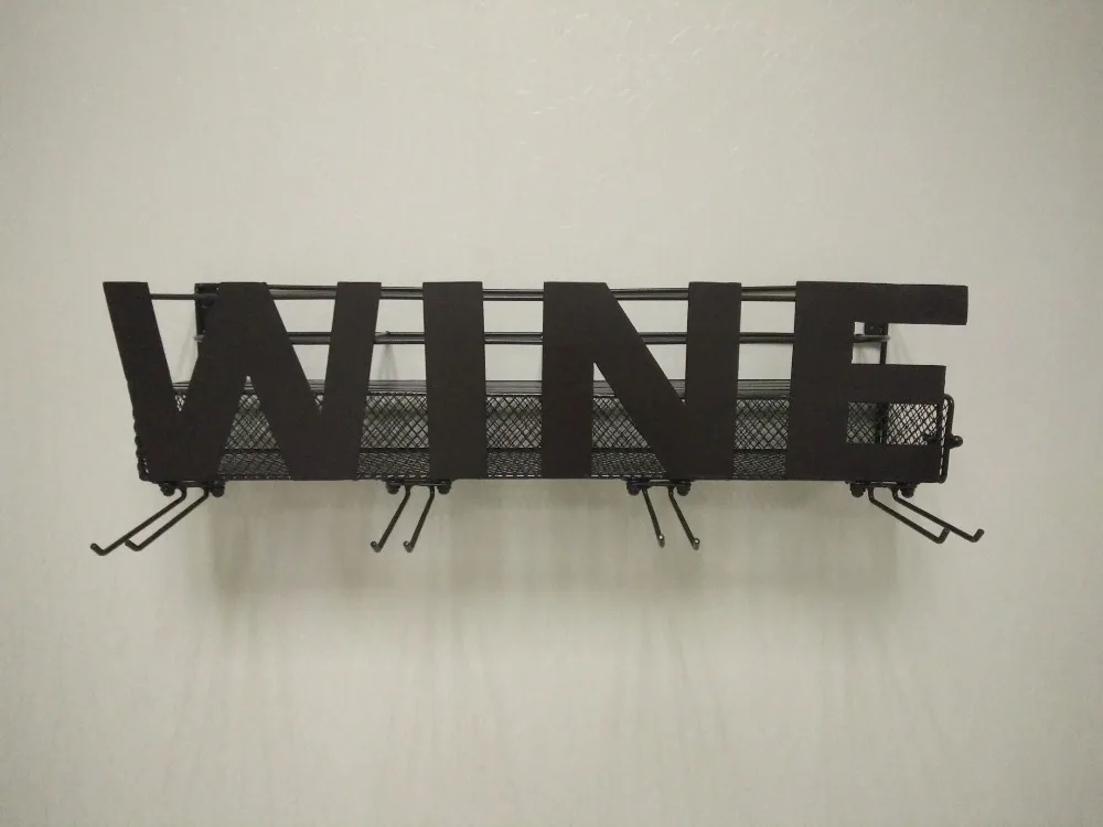 Металлическая настенная стойка для винных бутылок винные пробки и Винные бокалы