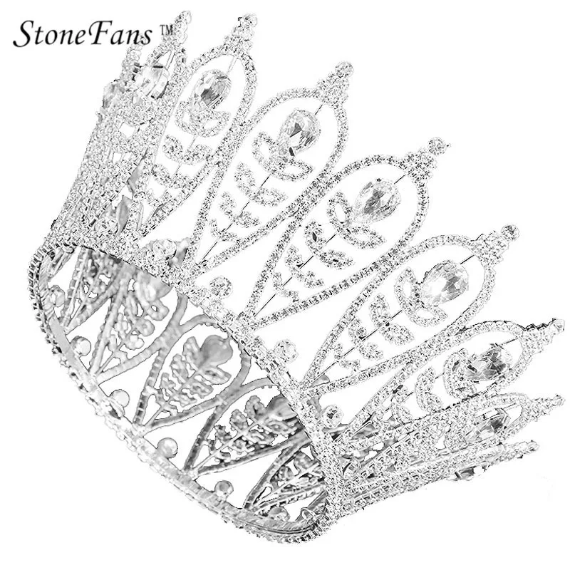 Свадебные аксессуары для волос StoneFans короны и диадемы с круглыми листьями корона