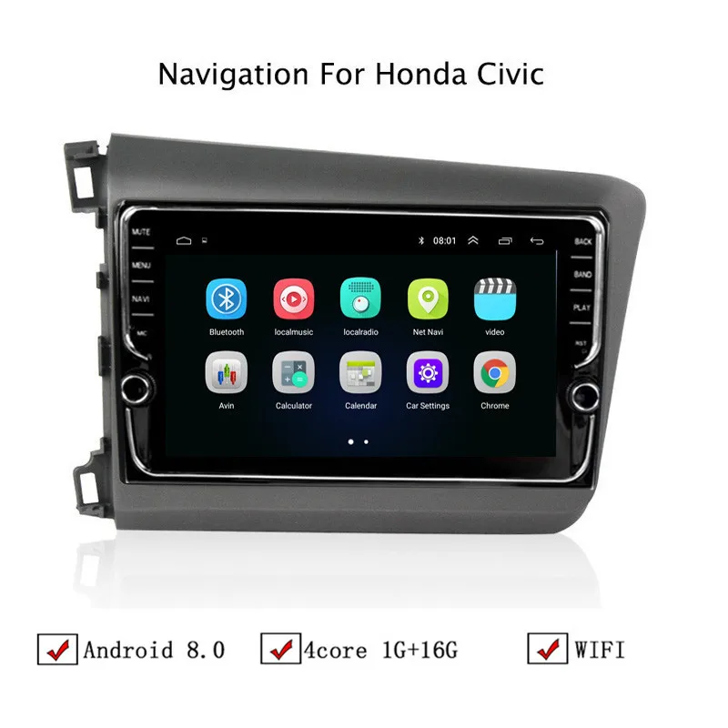 9 "Android 8 1 автомобильный gps навигатор для Honda Civic 2012 2013 2014 2015 Автомагнитола стерео