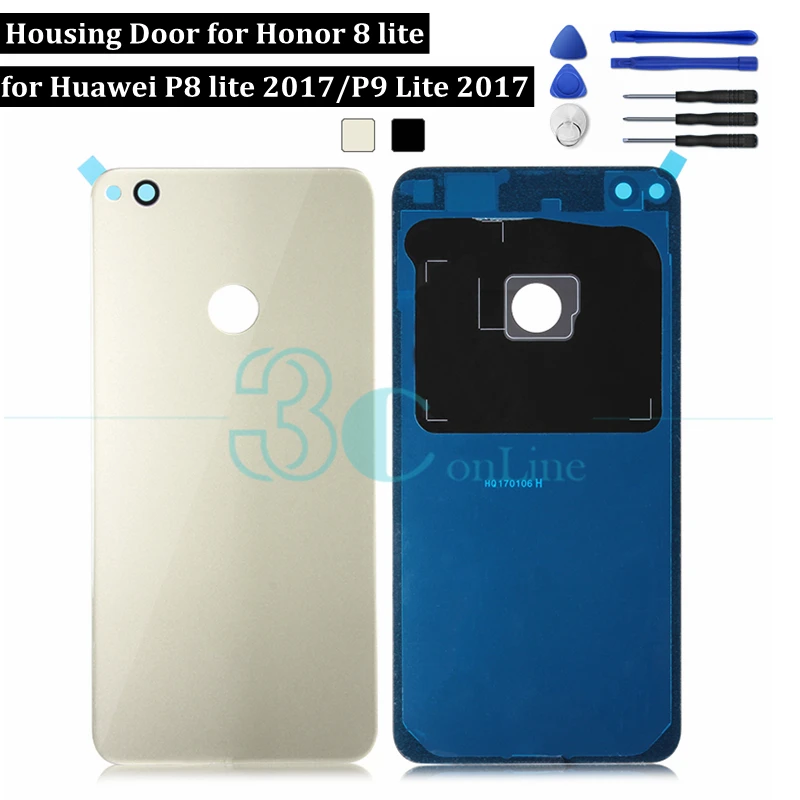 Для Huawei P9 Lite 2017/P8 2017 Задняя крышка батареи Honor 8 lite корпус двери стекло + ПК и 3 м клей