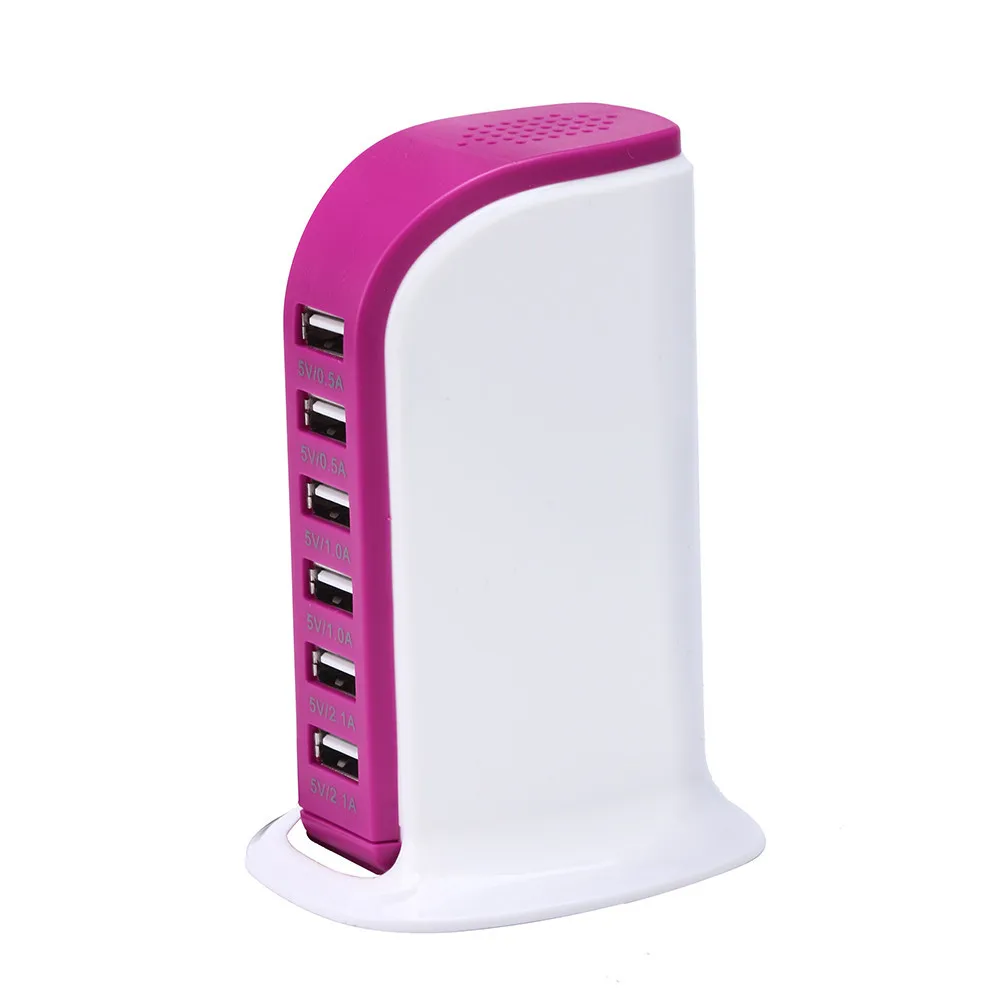 Hot Pink CARPRIE usb-хаб 6 USB многопортовый Великобритания штекер быстрое зарядное устройство Настольный концентратор высокое качество белый черный зарядная станция адаптер питания 1,5 м - Цвет: Hot Pink