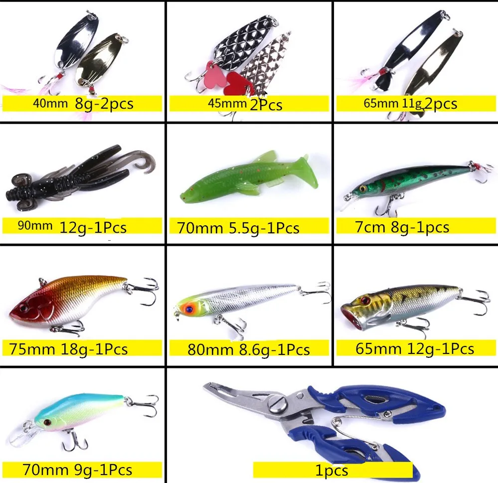 Набор рыболовных приманок с (мягкие наживки гольян ВИБ Поппер карандаш