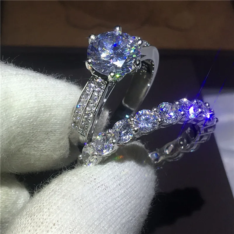 2018 Косынка женское кольцо из белого золота с AAAAA Циркон cz обручальное кольца для