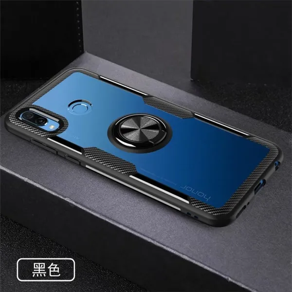Черный Чехол для huawei Honor 8X, противоударный, прозрачный, с кольцом-держателем для пальца, задняя крышка для телефона Honor 8 X Max, чехол - Цвет: Черный