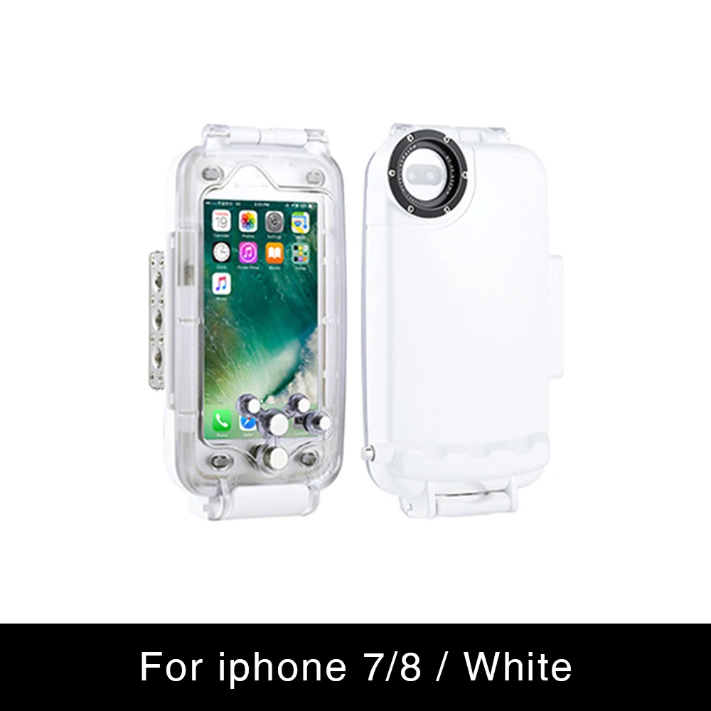 ET Дайвинг телефон Корпус для IPhone 7/8 7/8 Plus X 40 m/130ft профессиональный водонепроницаемый подводный защитный чехол для IPhone - Цвет: White For iphone 78