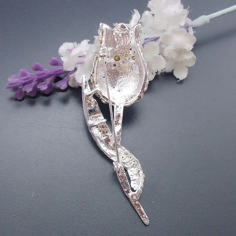 1 шт. блестящая Красивая Посеребренная Цветочная прозрачная стразы брошь в виде