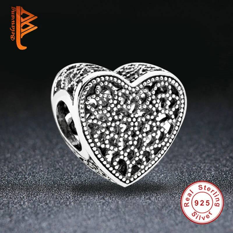 Романтичные Подвески BELAWANG в форме сердца ажурные бусины подходят для