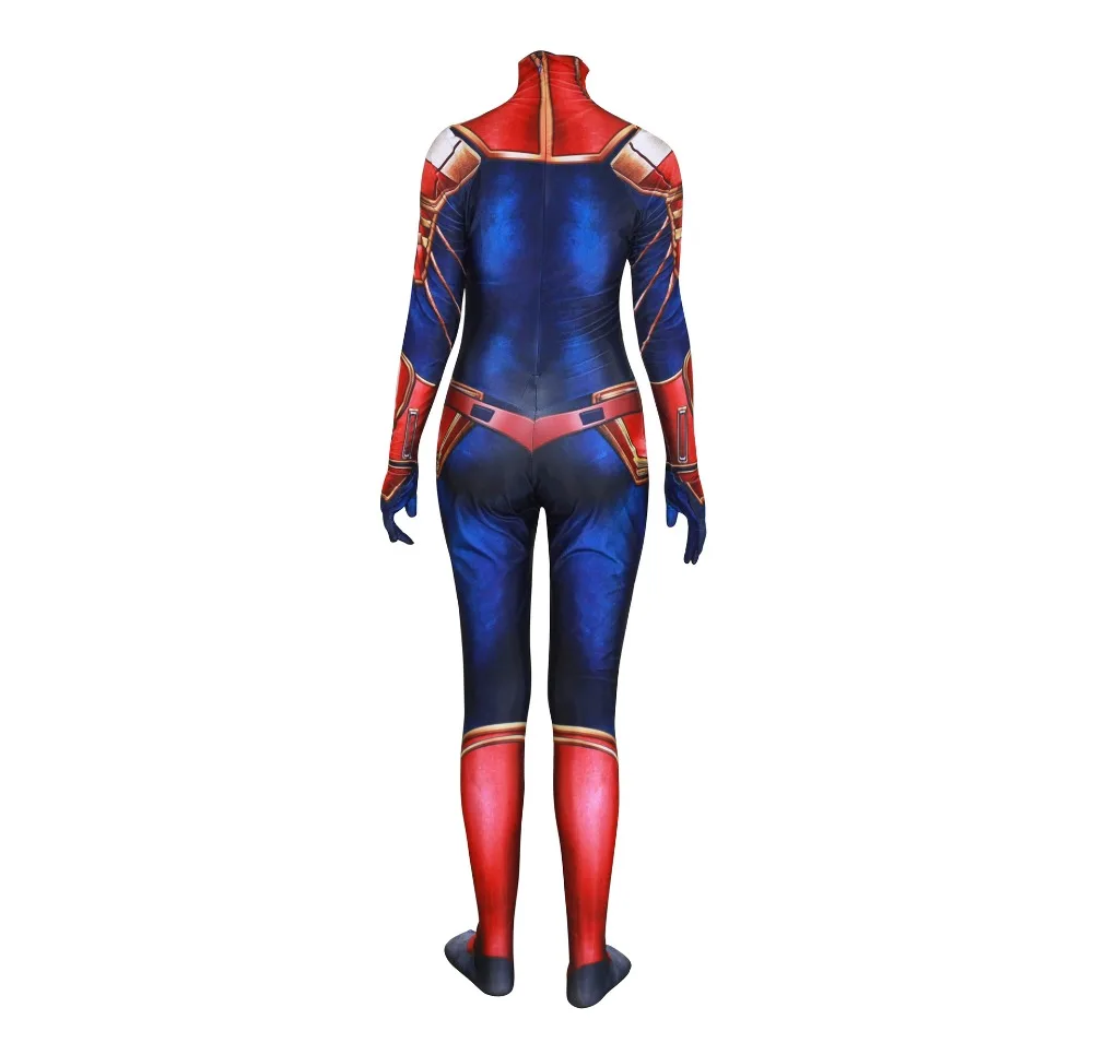 New 3D Women Girls Movie Version Captain Marvel Carol Danvers Cosplay Costume Zentai Superhero Bodysuit Suit Jumpsuits | Тематическая