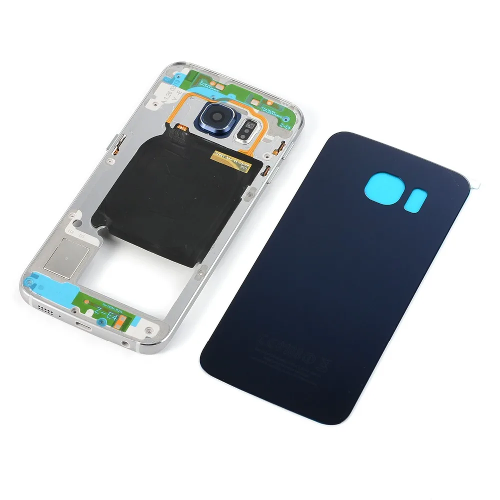 Для Samsung Galaxy S6 Edge SM-G925 G9250F G925T G925A G925P Корпус аккумулятор задняя крышка Стекло + металлическая средняя рамка ободок