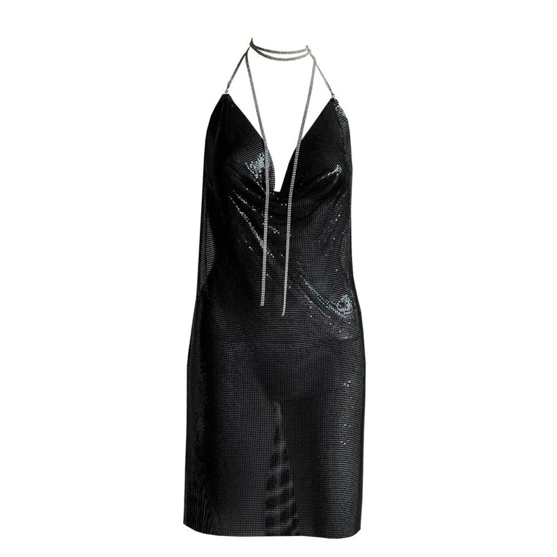 Женское вечернее платье с блестками OVESPORT повседневное мини без рукавов большие