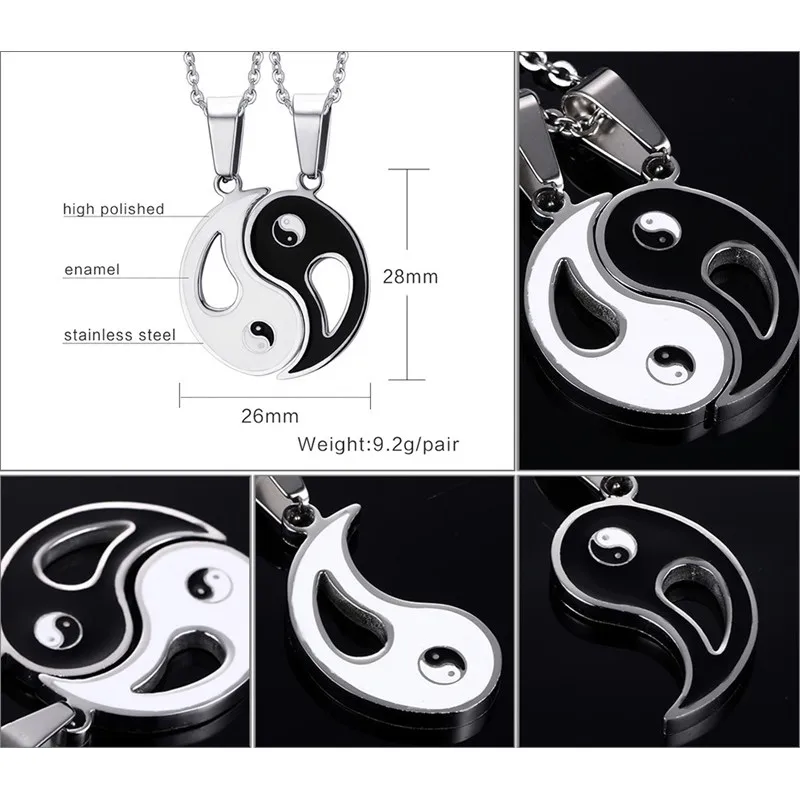 Ожерелья с подвеской-кулоном ZORCVENS Yin Yang черно-белые для друзей влюбленных пар