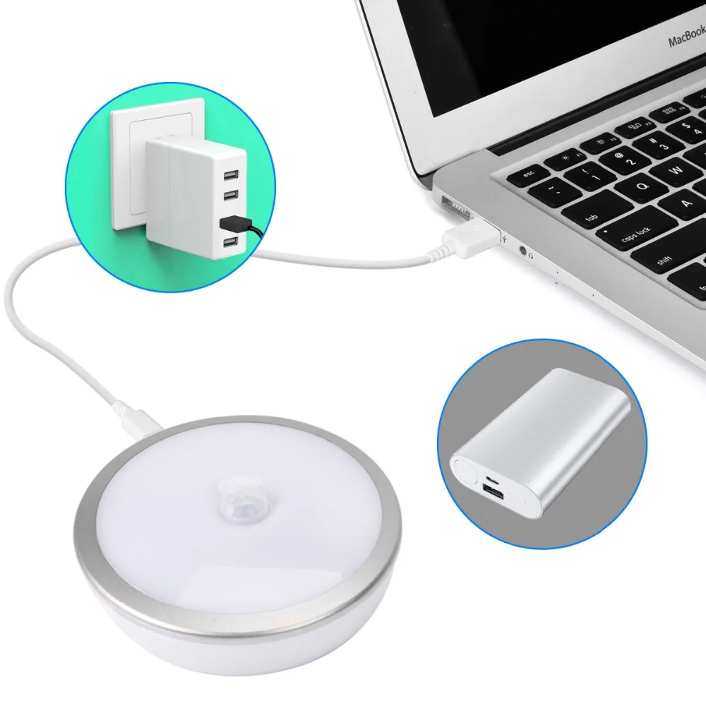 Светильник с датчиком движения перезаряжаемый ночник 3 режимами светодиодный USB