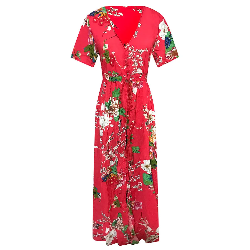 Женское летнее платье с цветочным принтом длинное большого размера женское и