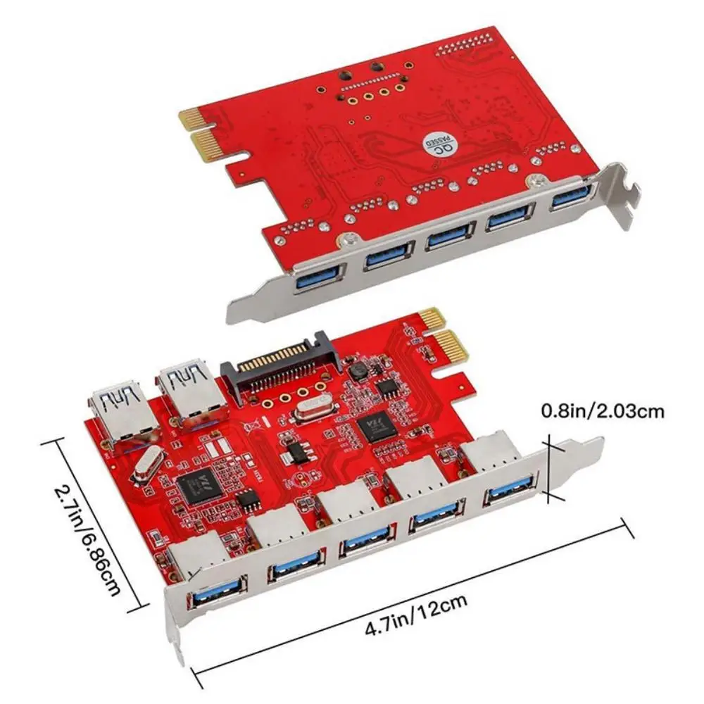PCI-E 7 портов USB 3 0 адаптер расширения карты 5 внешних 2 внутренних | Компьютеры и