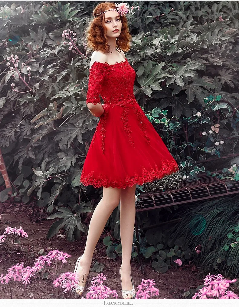 Простые Красные кружевные платья подружки невесты с вырезом лодочкой и бисером