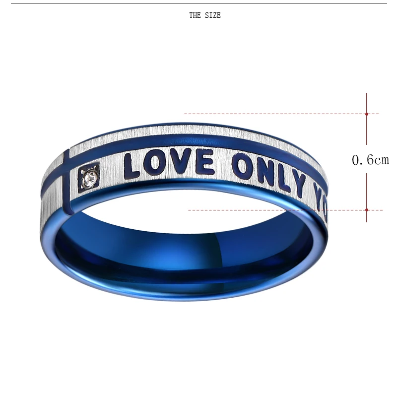 DOTIFI 316L Stainless Steel Rings For Women Blue Love Only You Engagement Wedding Ring Jewelry | Украшения и аксессуары