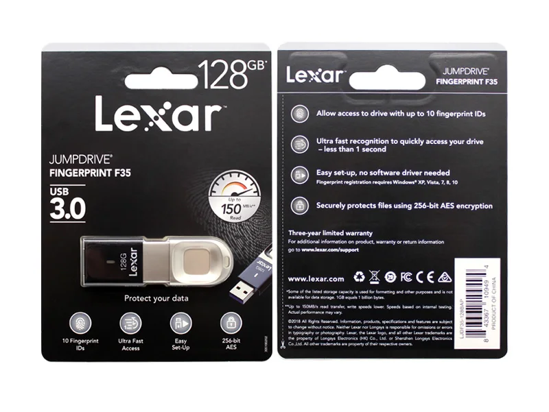 USB 3,0 Lexar, 32 ГБ, 64 ГБ, 128 ГБ, USB флеш-накопитель, u-диск, карта памяти с шифрованием отпечатков пальцев, F35, флешка