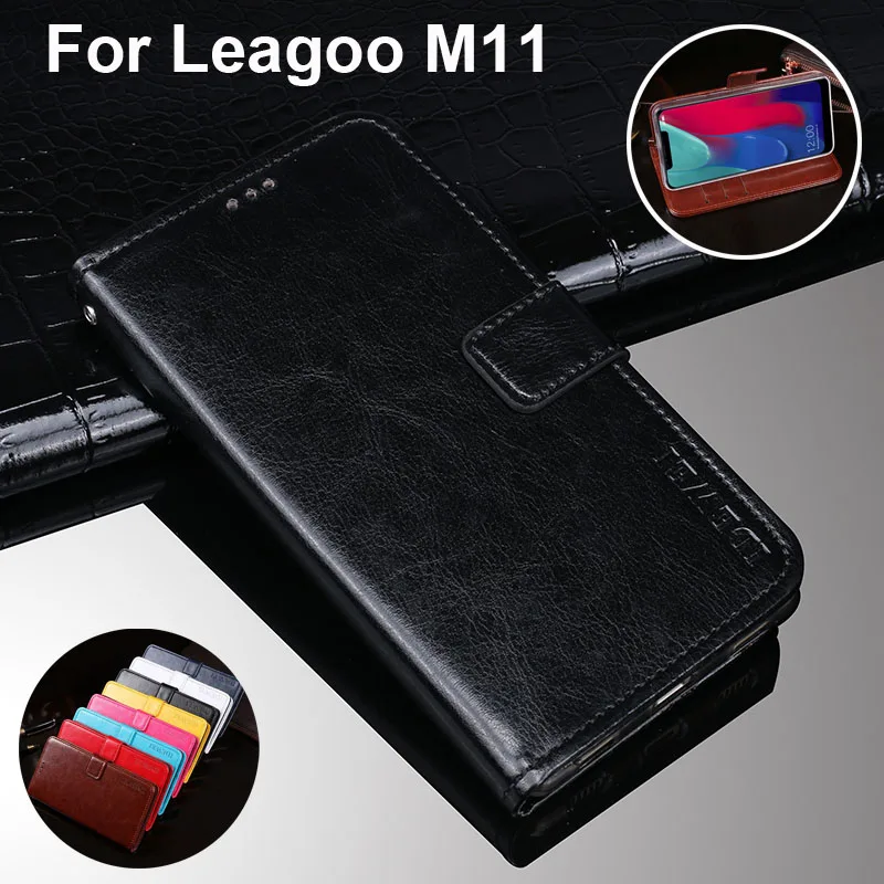 Leagoo M11 чехол классический Стенд Премиум PU кожаный Слот для карт бумажник флип