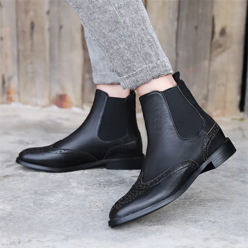 Женские ботильоны в байкерском стиле FEDONAS из натуральной кожи на толстом каблуке