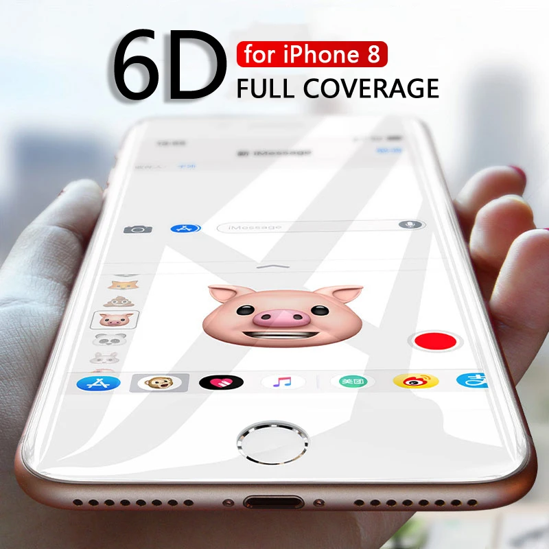 6D Защитное стекло для iPhone 6 6S 7 8 X стекло на закаленное стекло для iPhone 6 6S 7 8 Plus Защитная пленка для экрана