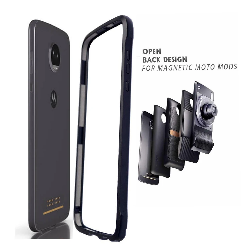 Moto Z2 force z2 play бампер чехол Moto Mods совместимый с алюминиевой металлической рамкой Чехол [с задней пленкой] для Motorola Z 2 Play force