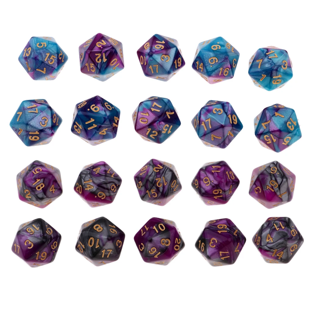 

20pcs D20 Dice Plastic 20mm Polyhedral Dice for Tabletop Role Playing Game TRPG Dungeons and Dragons Board Games