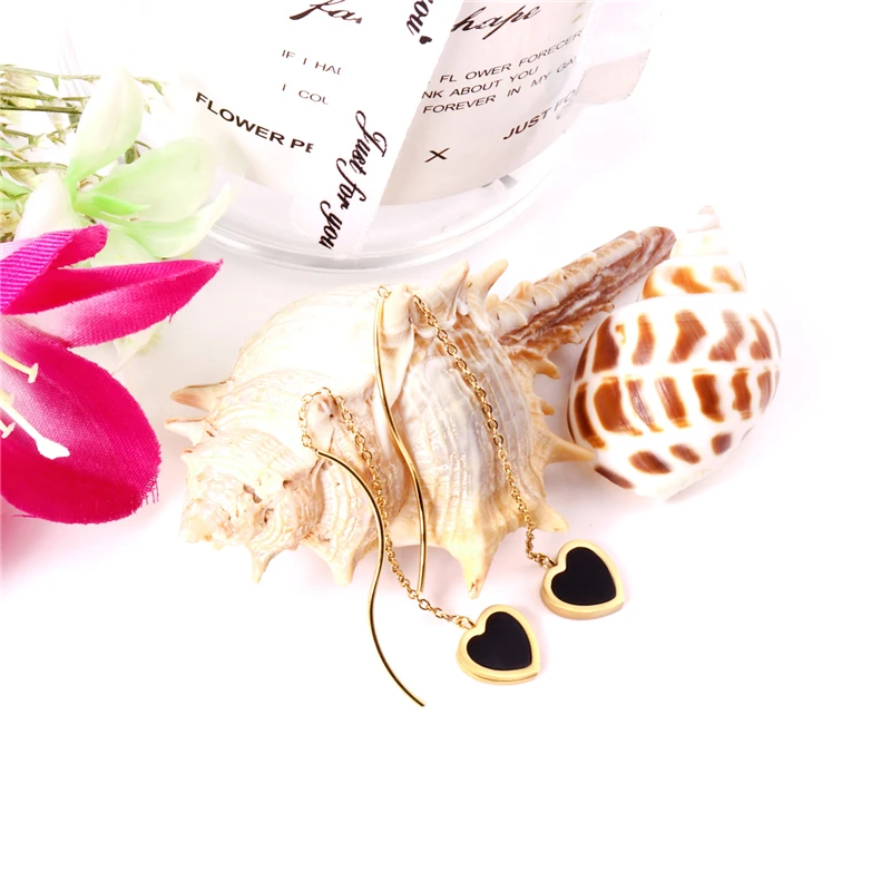 Роскошные серьги подвески из нержавеющей стали с милым сердечком для девочек