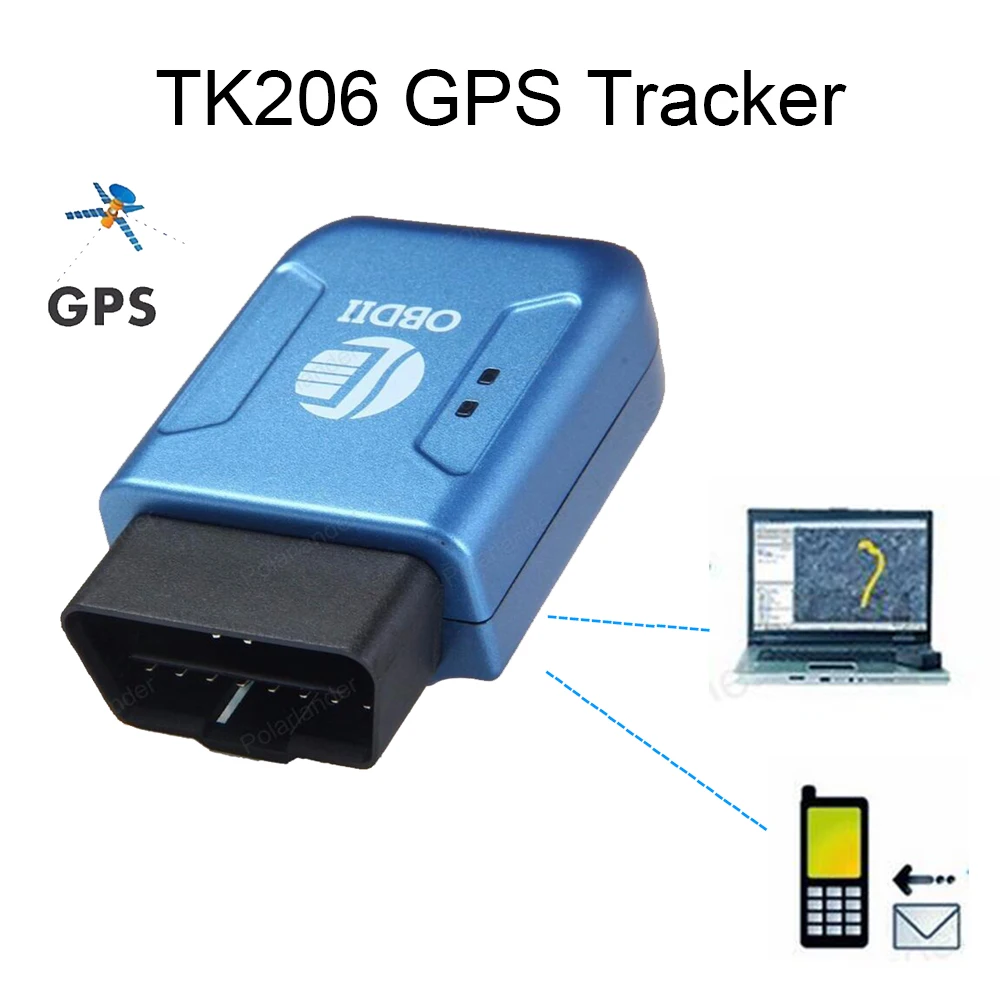 GPS GPRS TK206 автомобильный трекер OBDII Интерфейс функция Гео-забора Авто автопарк устройство слежения за автомобилем синий цвет