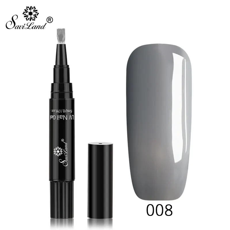 008 Saviland одношаговый Гель-лак для ногтей, лак для рисования, ручка, 3 в 1 цвета, Гель-лак для ногтей, простой в использовании, не требуется основа, верхнее покрытие, грунтовка - Цвет: 008