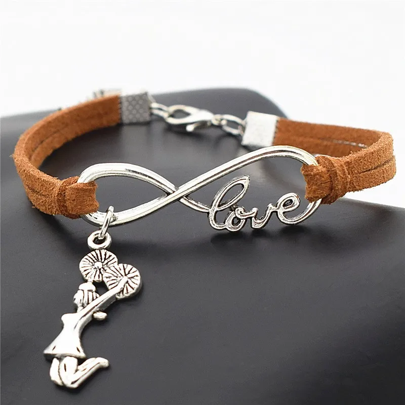 7 Colors New Lucky Infinity Love Cheerleader Girls Charm Leather Bracelets Rope Bangle for Women Men Jewelry Gifts Christmas | Украшения и